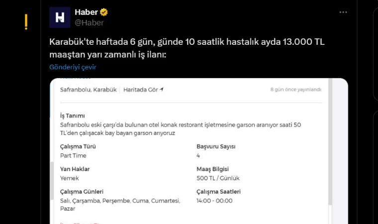 Karabük'te Part Time İş İlanı Ulusal Basında!