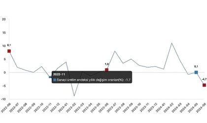 Tüik: Sanayi üretimi yıllık %4,7 azaldı